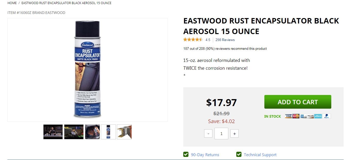 Eastwood Rust Encapsulator Aerosol